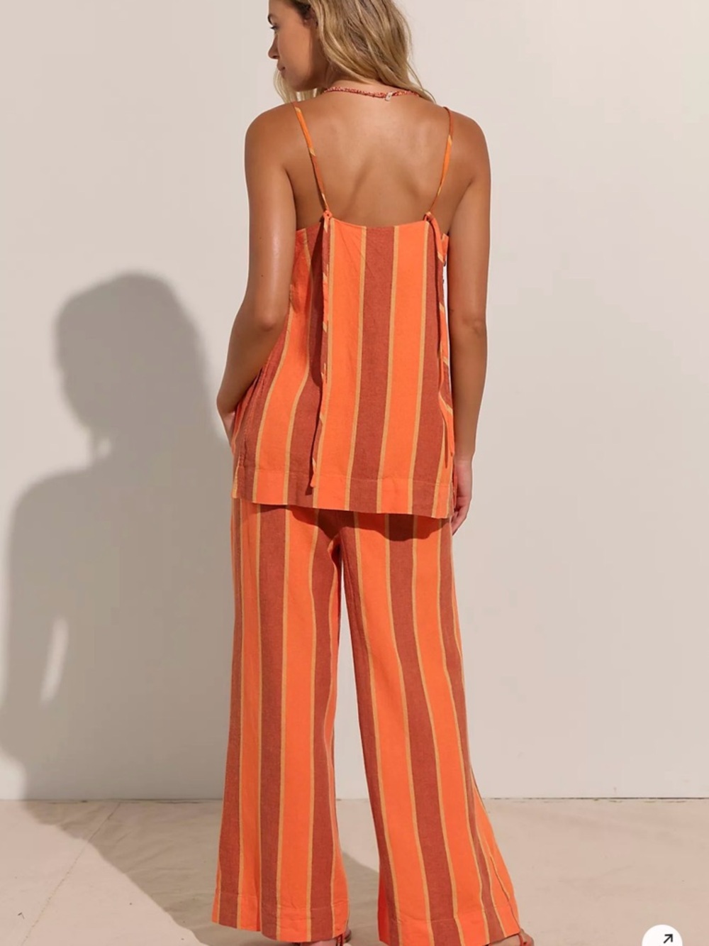 Free People Sightseer Linen Striped Pant Suit 🔥 Size L - Picture 2 of 4